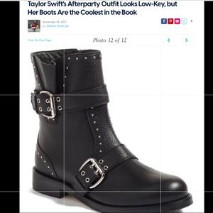 JIMMY CHOO Blyss Black Combat Bootie Size EU37/US 6.5